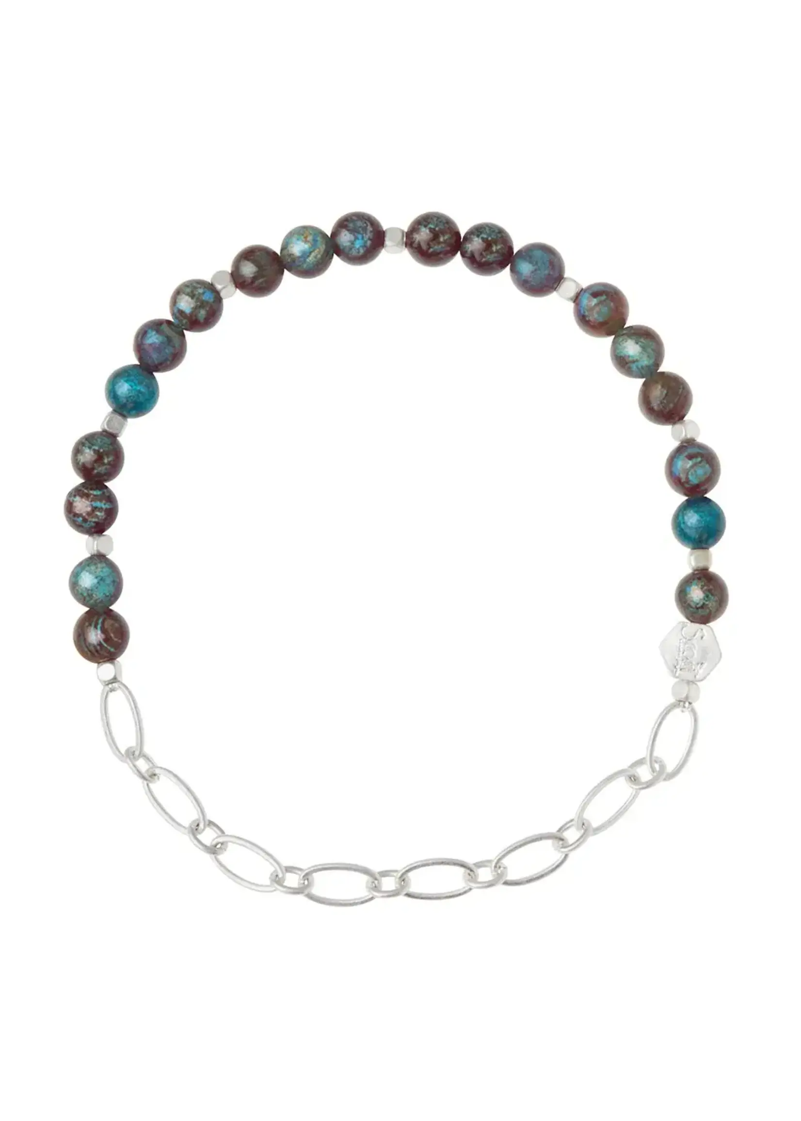 Mini Stone Blue Sky Jasper/Silver With Chain