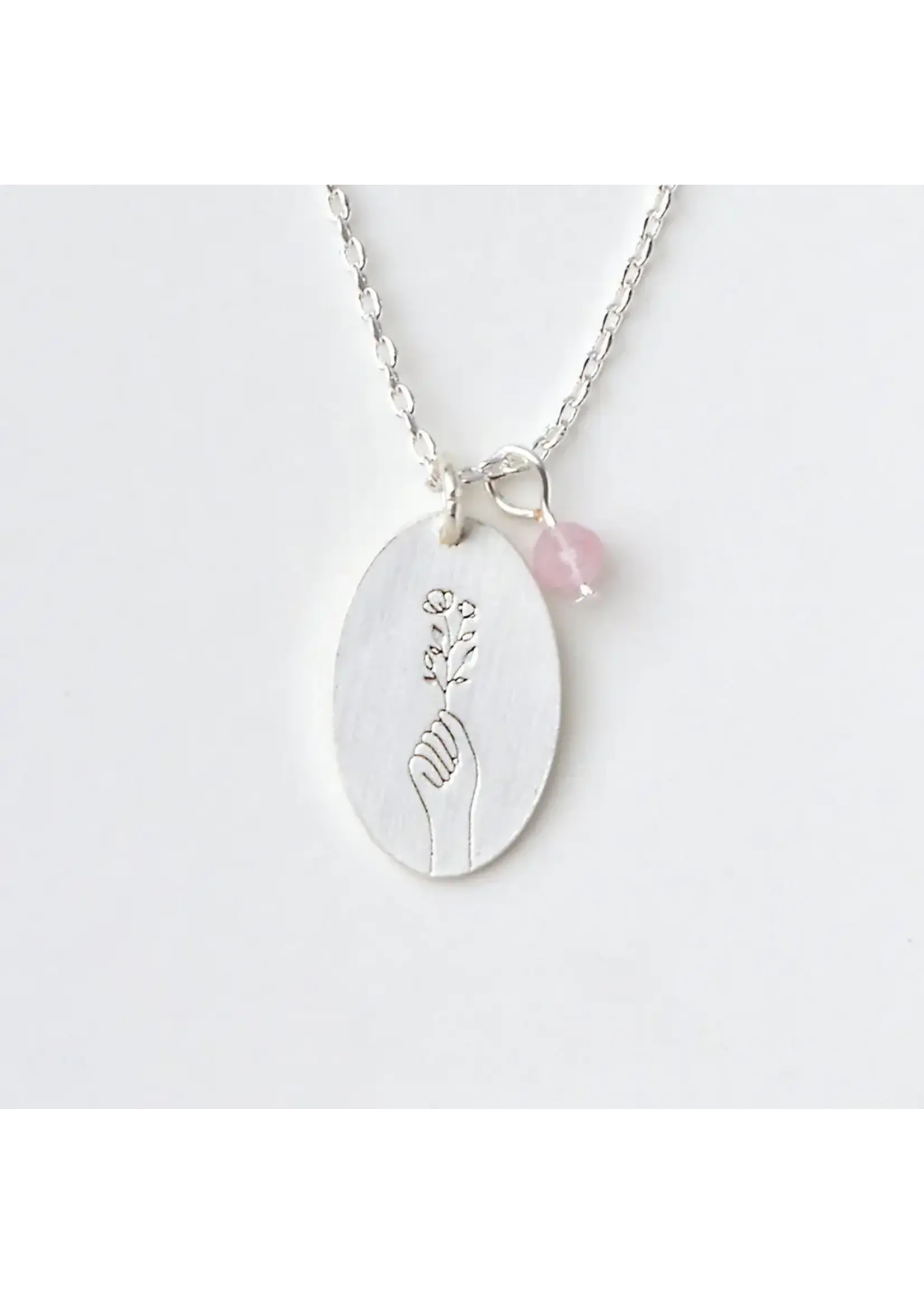 Intention Charm Necklace - Love Rose Quartz/Silver