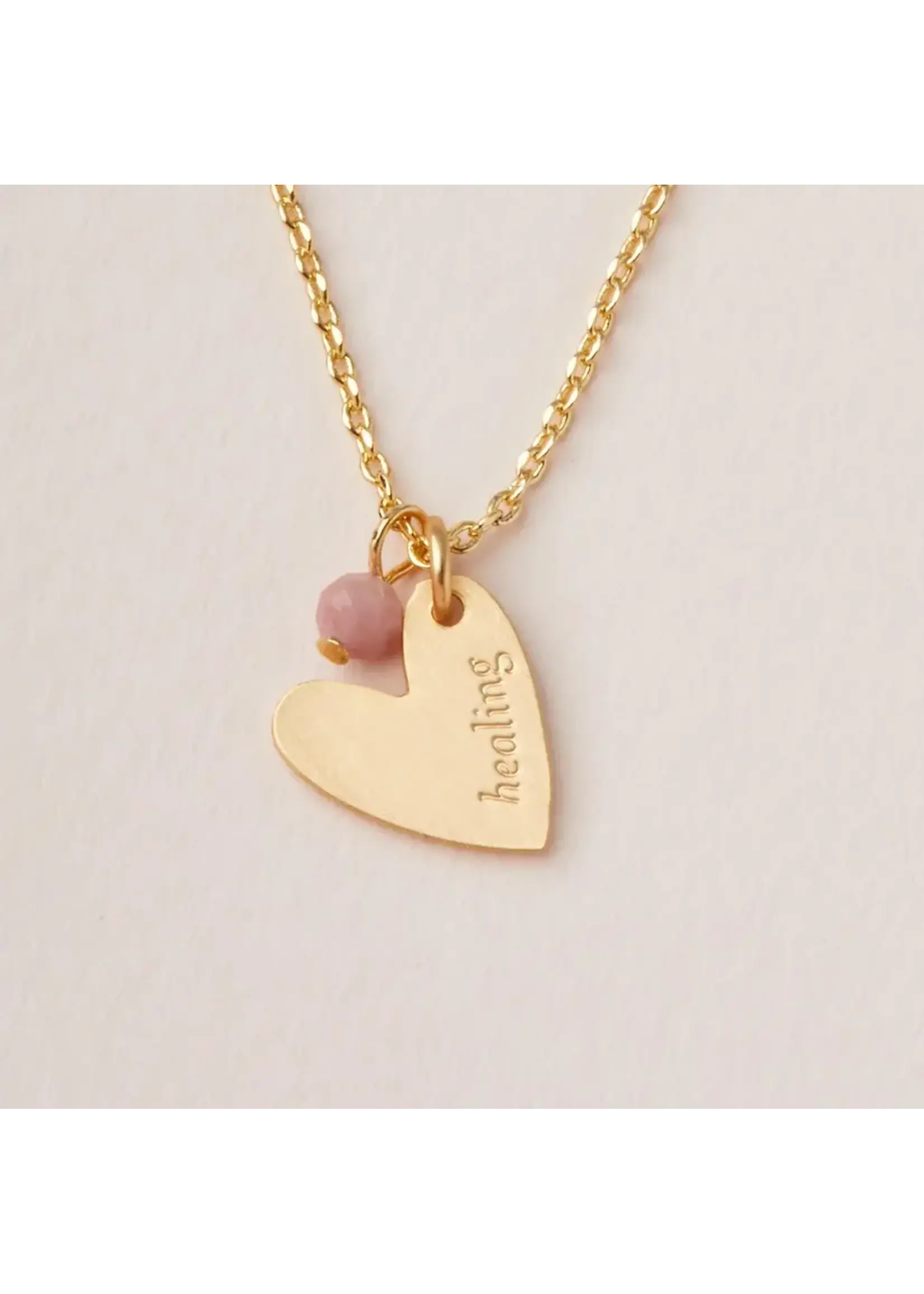 Intention Charm Necklace - Healing Rhodonite/Gold