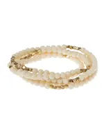 Scout Bracelet/Necklace White Fossil Jasper Gold