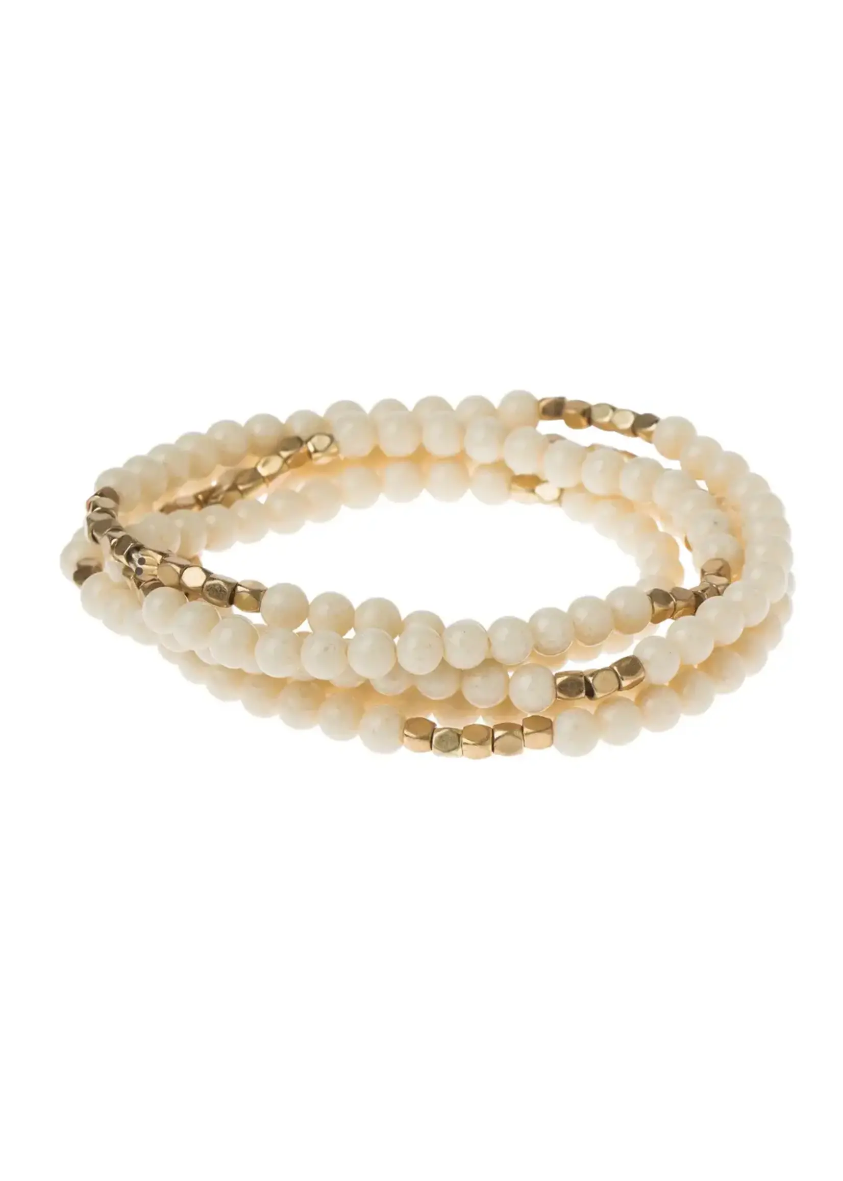 Scout Bracelet/Necklace White Fossil Jasper Gold