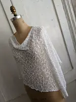 Popcorn Poncho 4 Way with Fringe White
