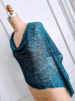 Popcorn Poncho 4 Way with Fringe Teal