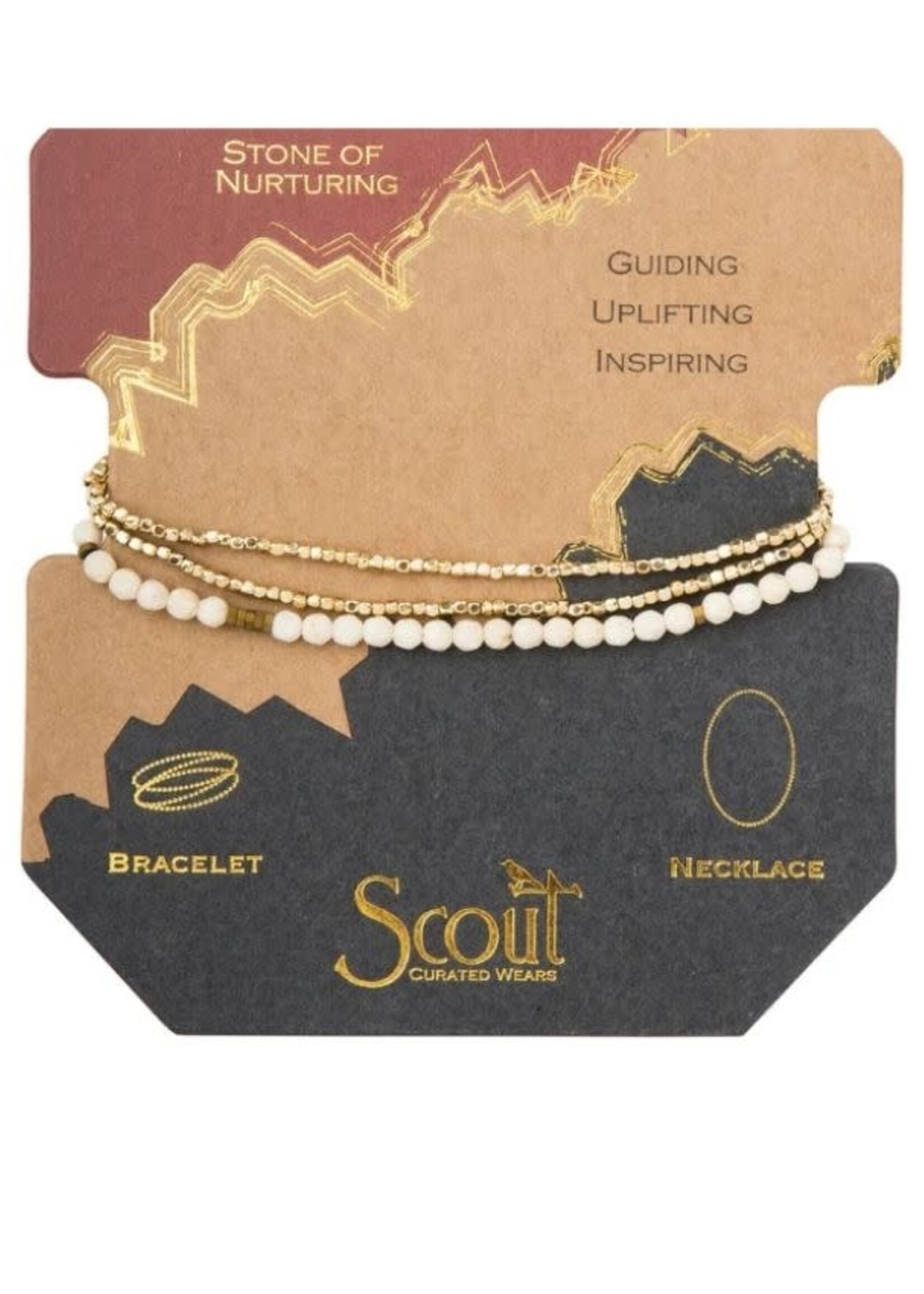 Scout Bracelet/Necklace White Fossil Jasper Gold
