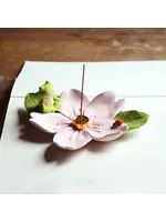 Frog Meditating On Cherry Blossom Incense Holder