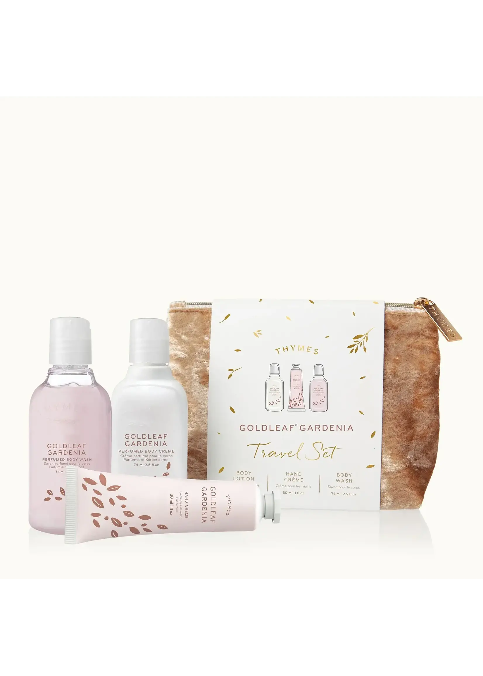 Thymes Goldleaf Gardenia Travel Set w/Beauty Bag