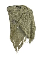 Popcorn Poncho 4 Way with Fringe Celery Green
