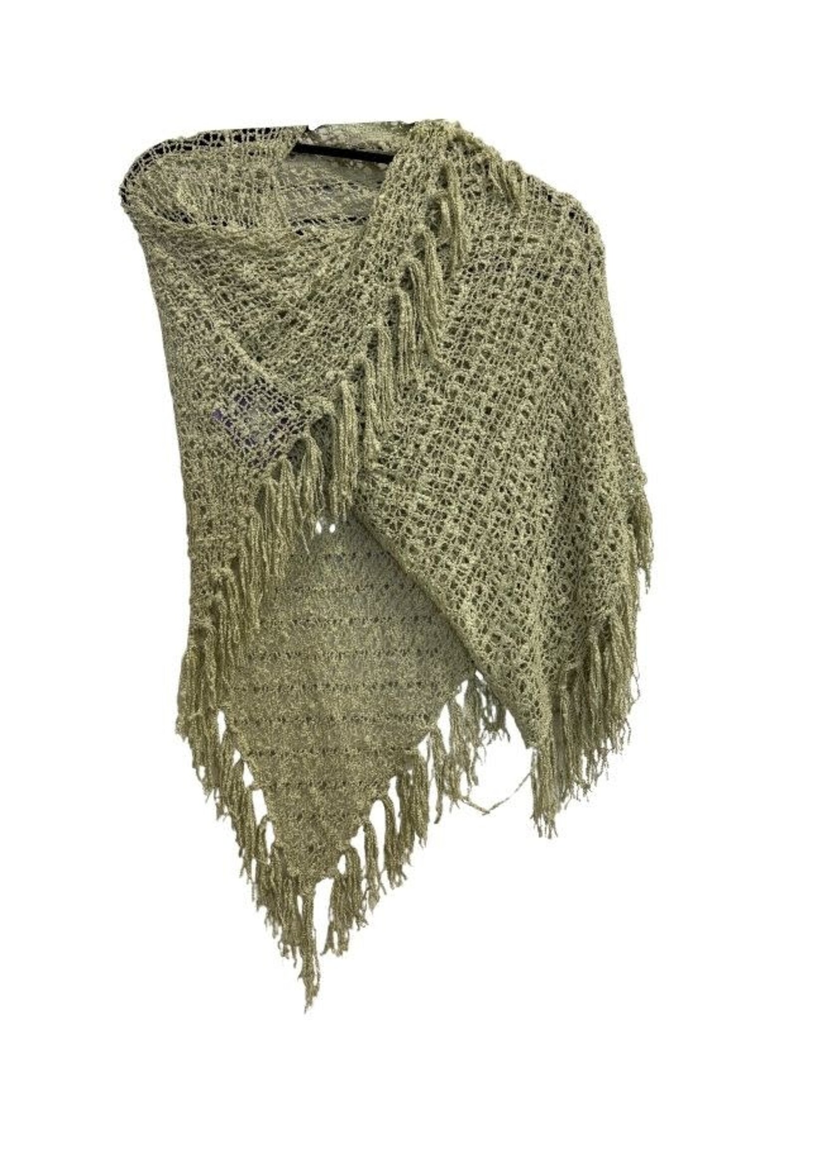 Popcorn Poncho 4 Way with Fringe Celery Green