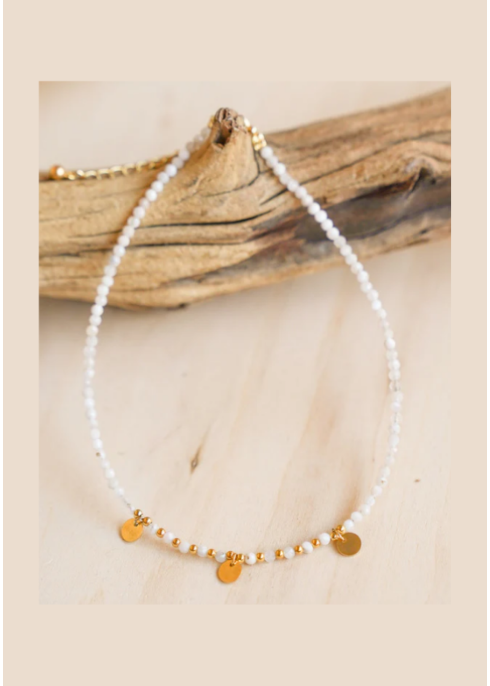 Bali Queen Gold Disc and Gemstone Anklet - Rose