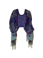 J&X Ruffle Shawl Purple & Indigo