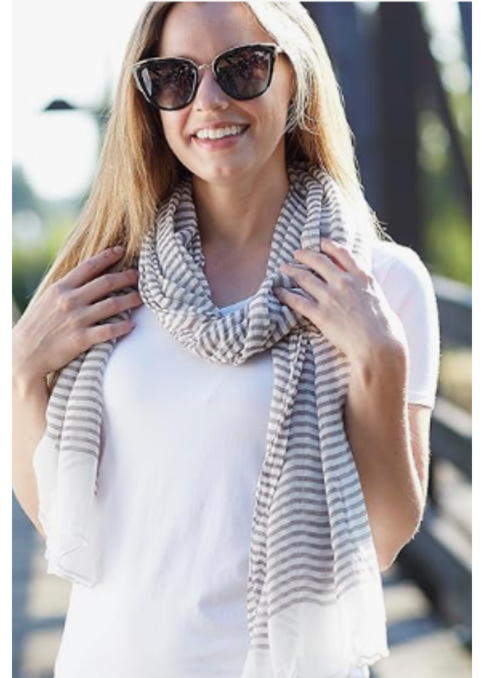 Tickled Pink Insect Shield Scarf Striped Grey