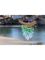 Driftwood Upcycle Glass Chime Aqua Turquoise Green
