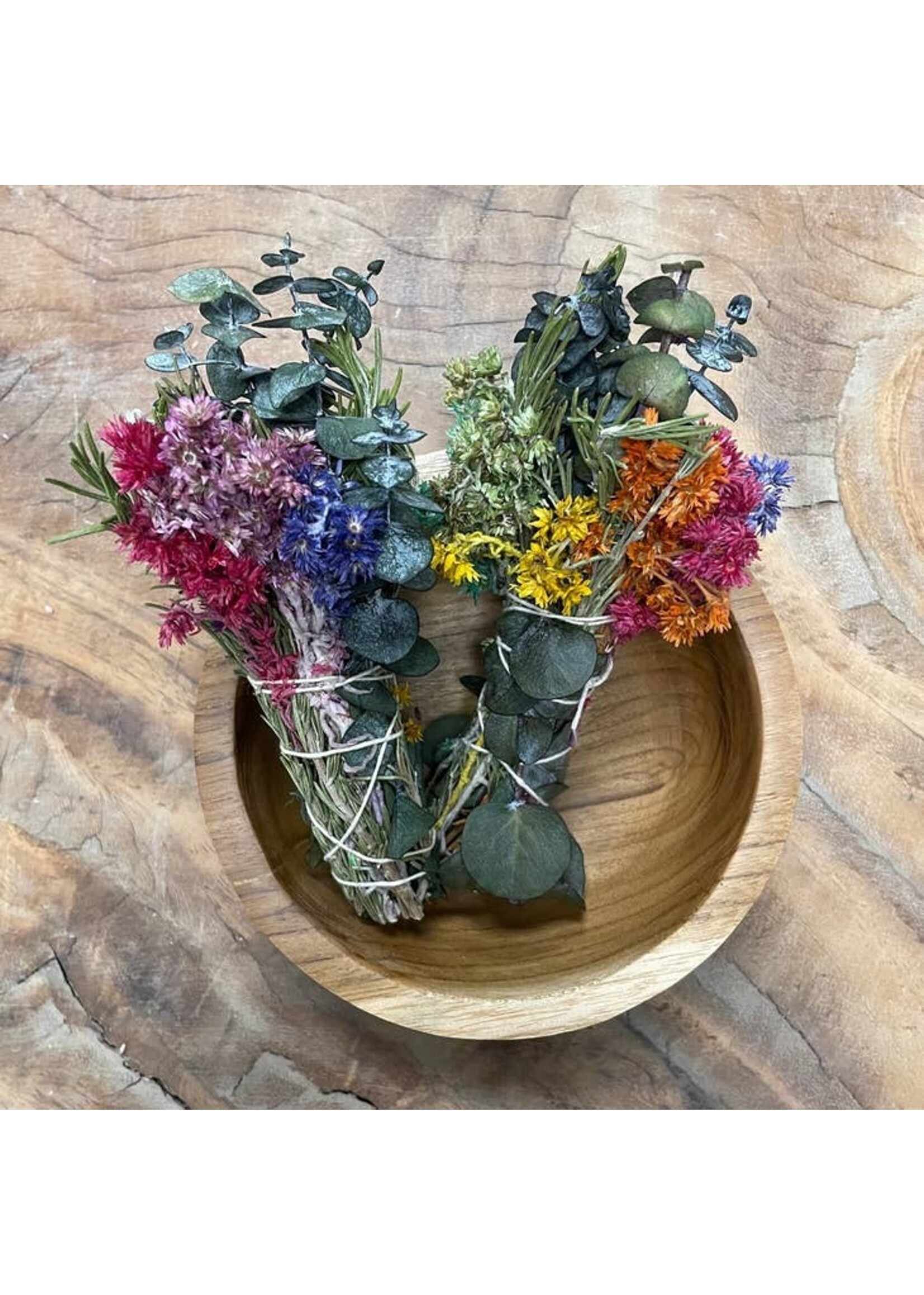 Colorful Floral Smudge Wand 5"