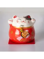 Lucky Cat Figurine Maneki Neo 2 inch Red