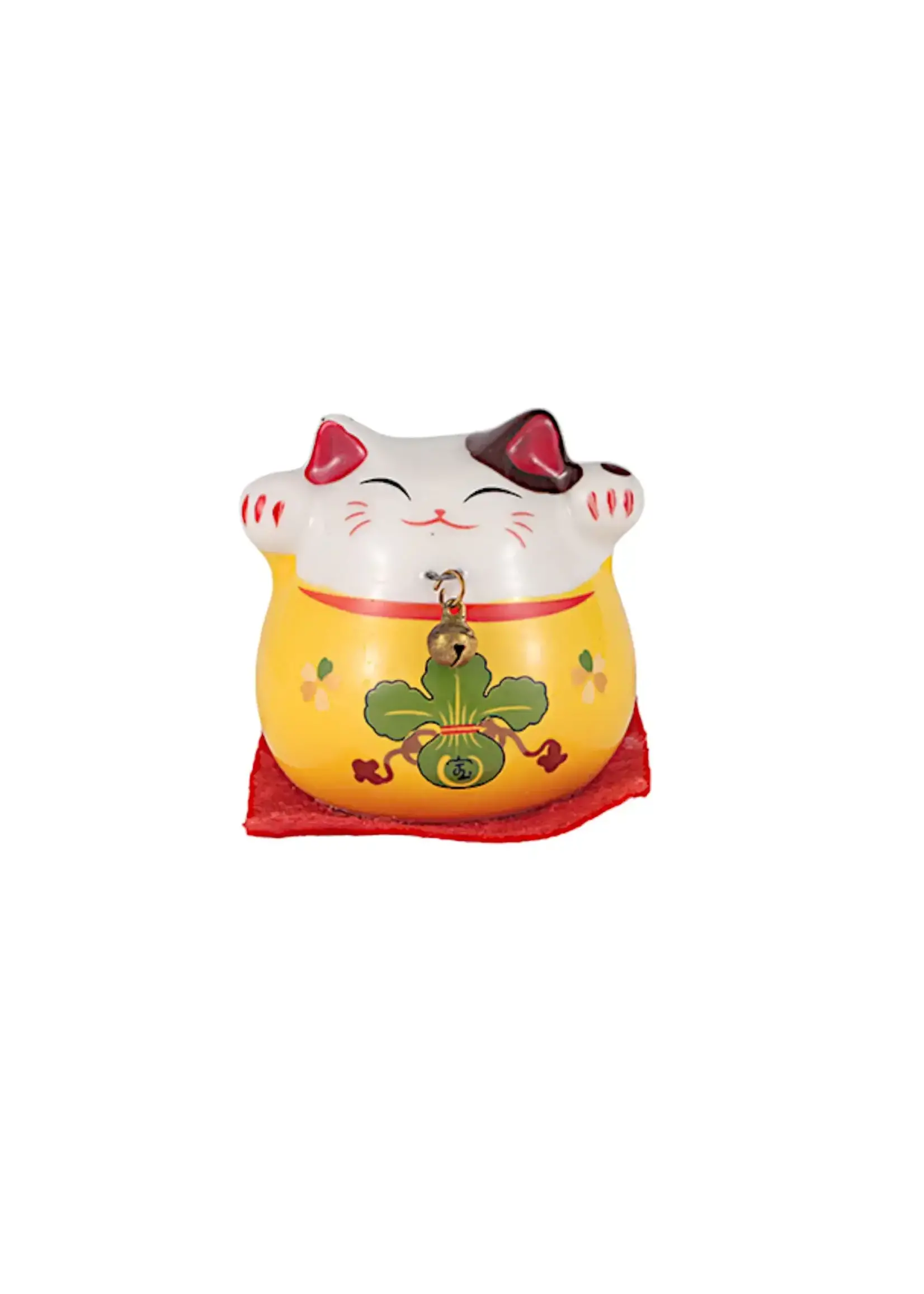 Lucky Cat Figurine Maneki Neo 2 inch Yellow
