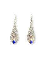 Earrings SS Lapis Floral Tear