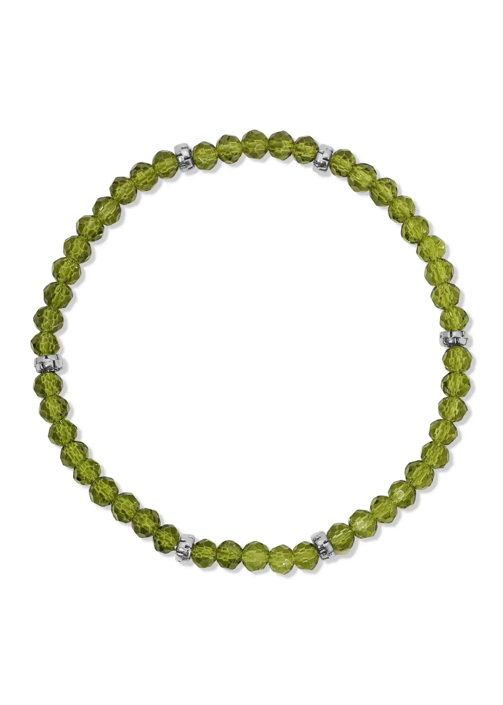 Mini Crystal Bracelet Peridot with Silver Accents