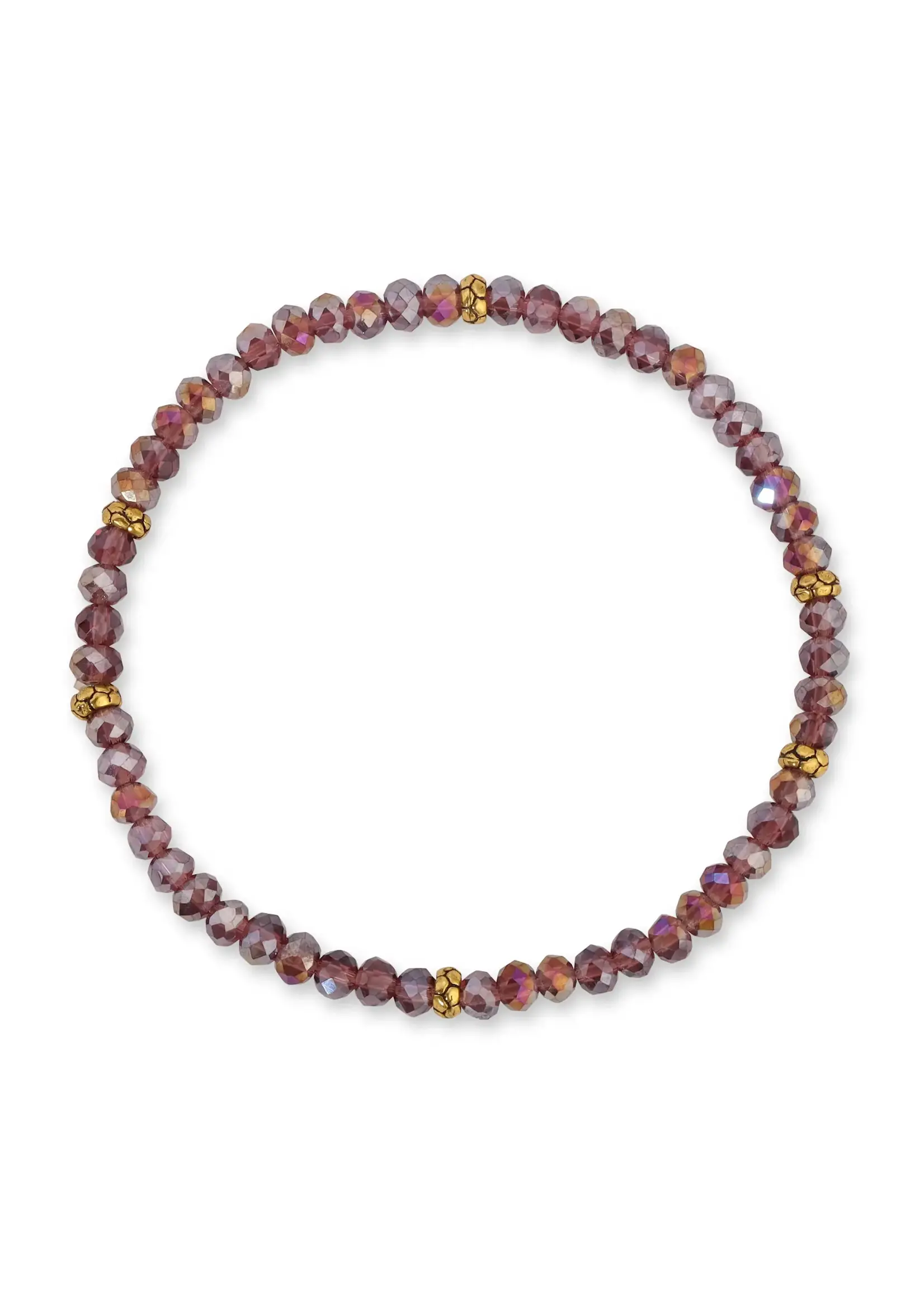 Mini Crystal Bracelet Plum with Gold Accents