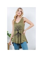 L.A. Soul Tank Top Tree of Life Olive LG