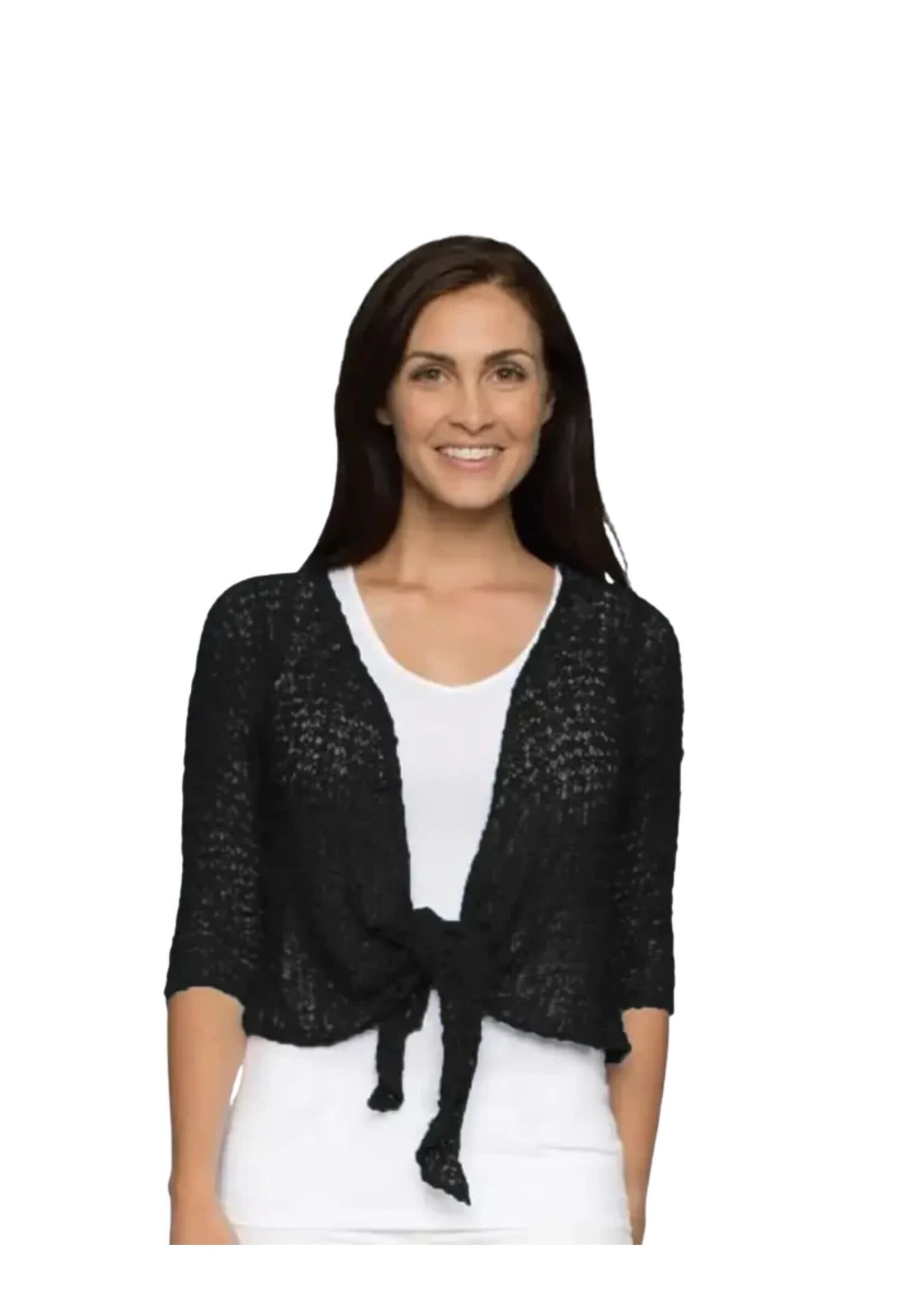 Popcorn Knit Shrug Black