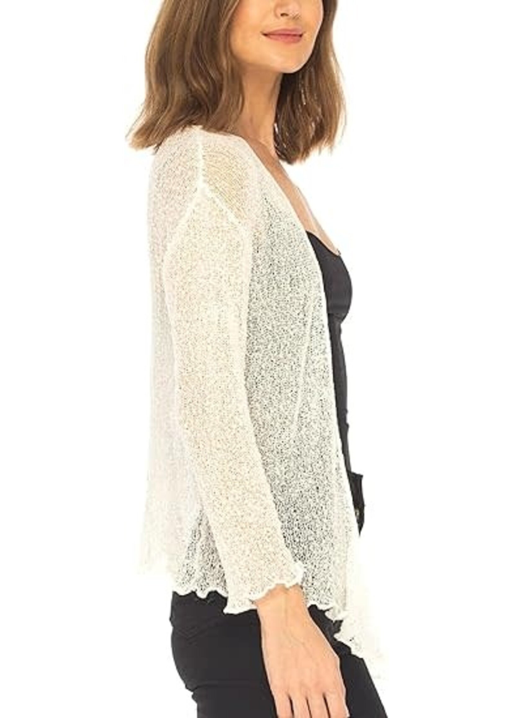 Popcorn Knit Shrug Cream