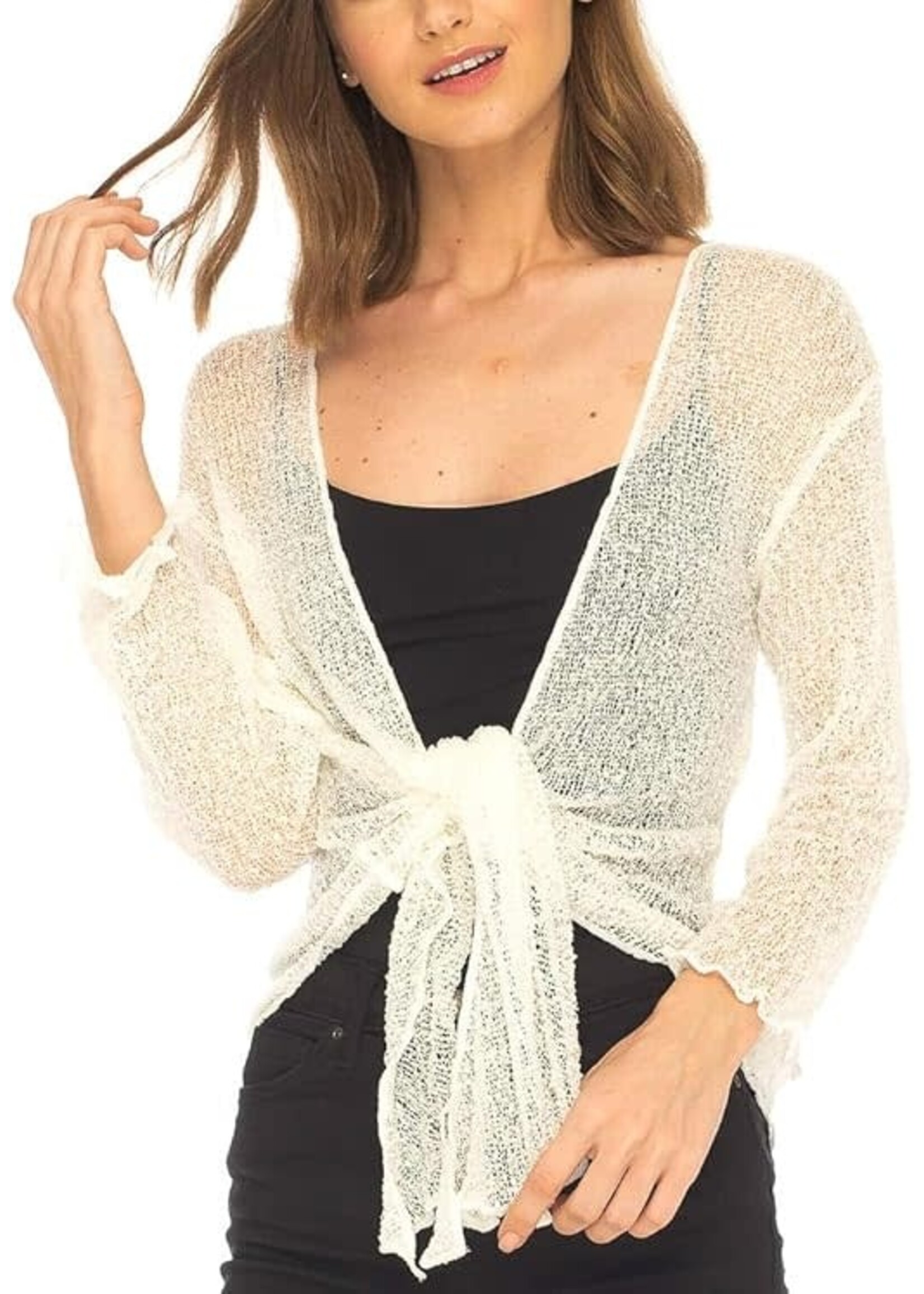 Popcorn Knit Shrug Cream