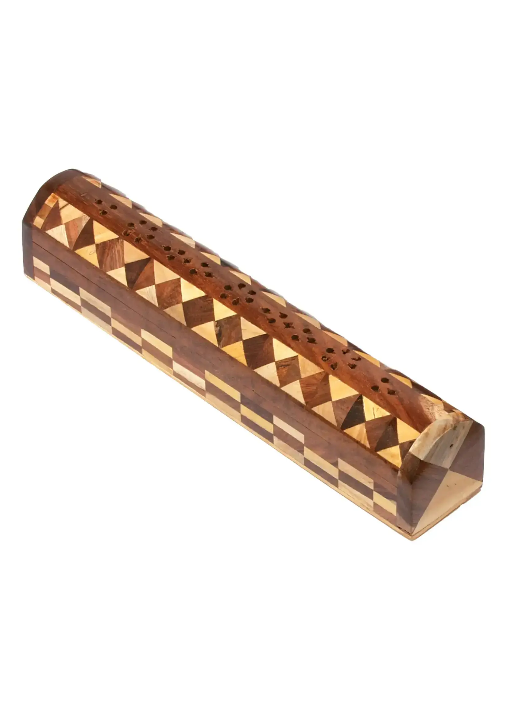 Burner Box Wood Inlay Compartment Incense Holder