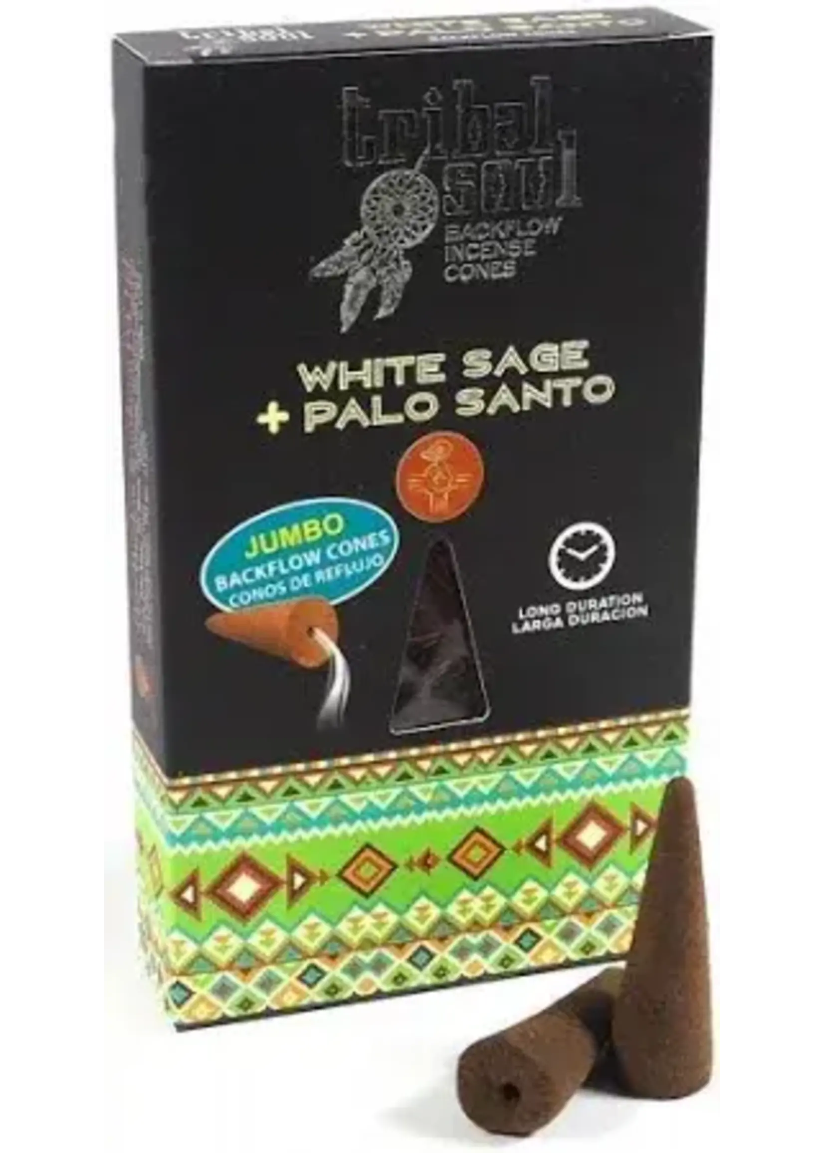 Incense Cones White Sage & Palo Santo Backflow 8 Jumbo