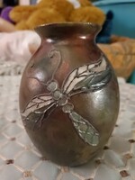 Raku Pottery Large Silhouette Vase Dragonfly