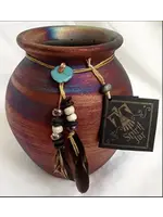 Raku Pottery Medium Spirit Jar 5" w/Raku Beads