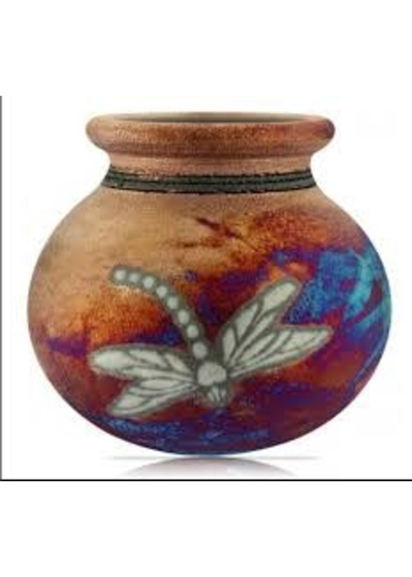 Raku Pottery Medium Silhouette Vase Dragonfly
