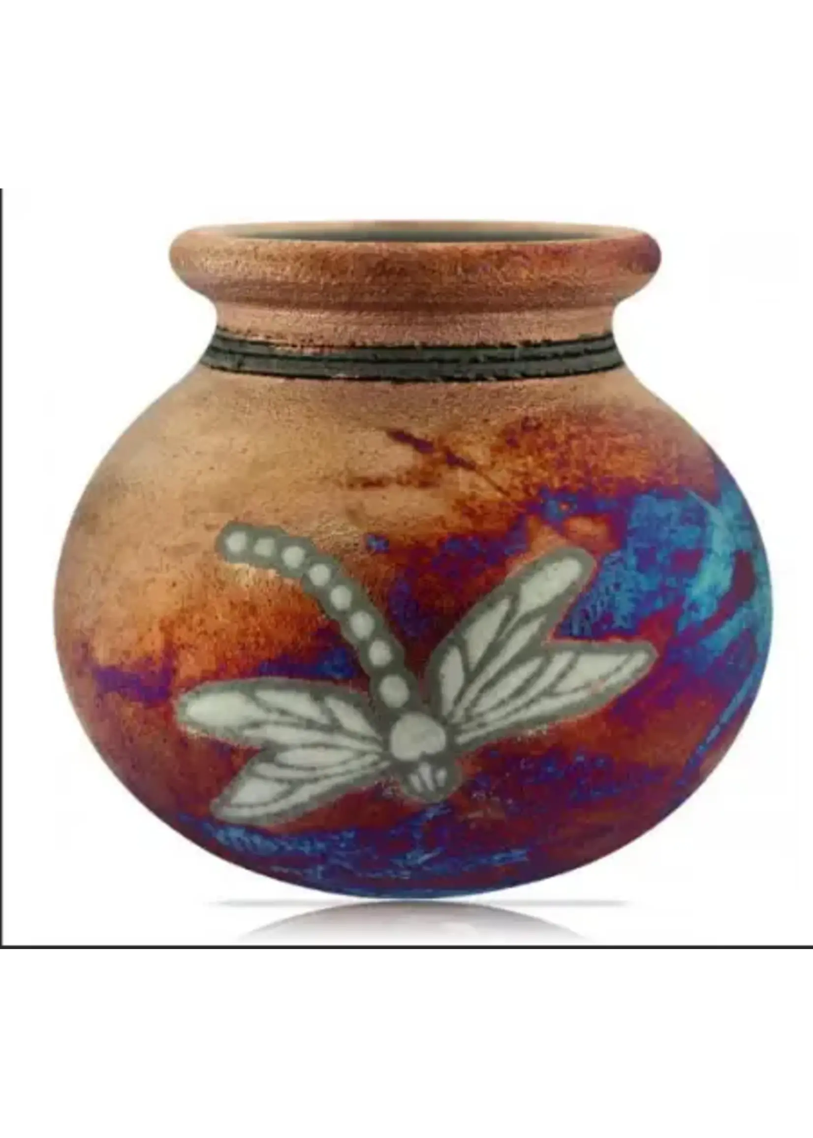 Raku  Small Silhouette Vase Dragonfly