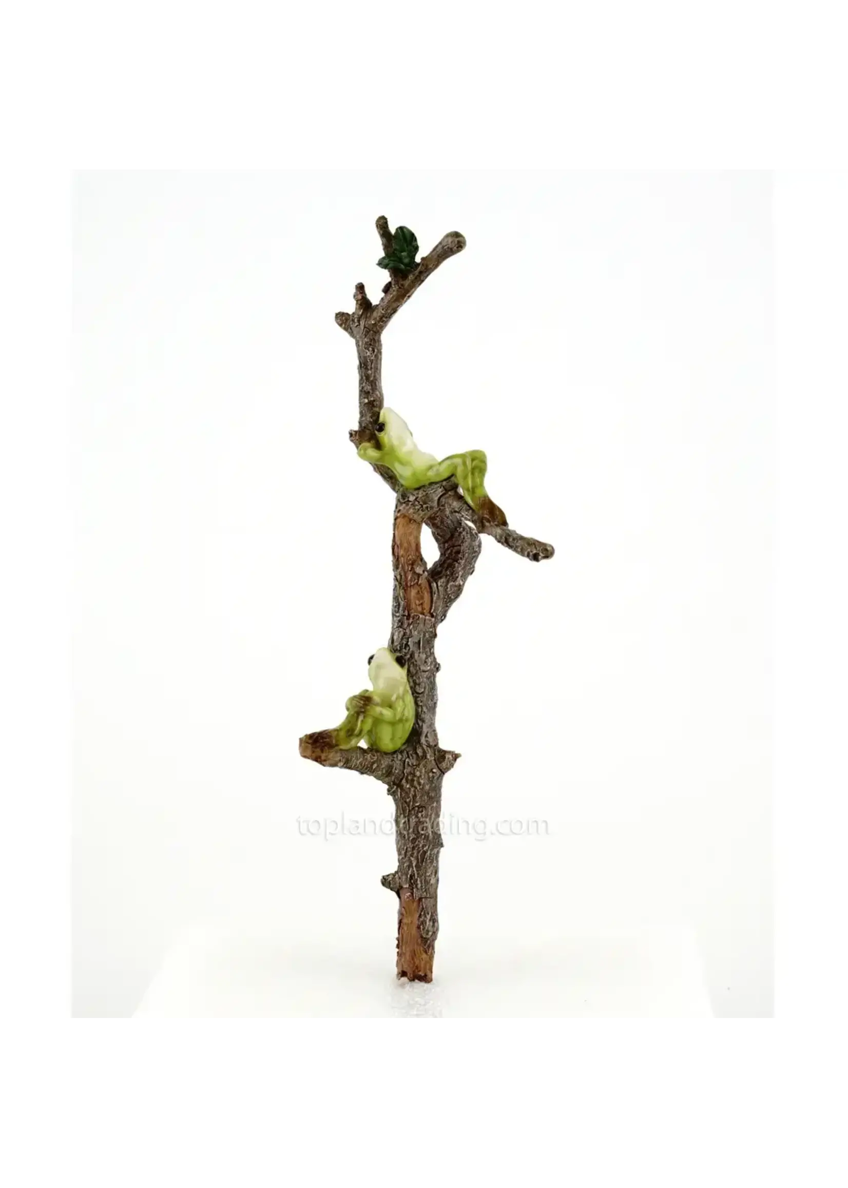 Two Frogs Relaxing on Branch Garden and Planter Stake