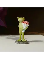 Cute Frog Holding Rose Bouquet