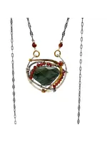 Necklace Cinnamon Labrodorite SS Oxidized adjustable