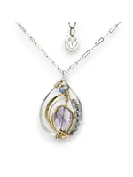 Necklace Lilac Amethyst in Hammered Brass