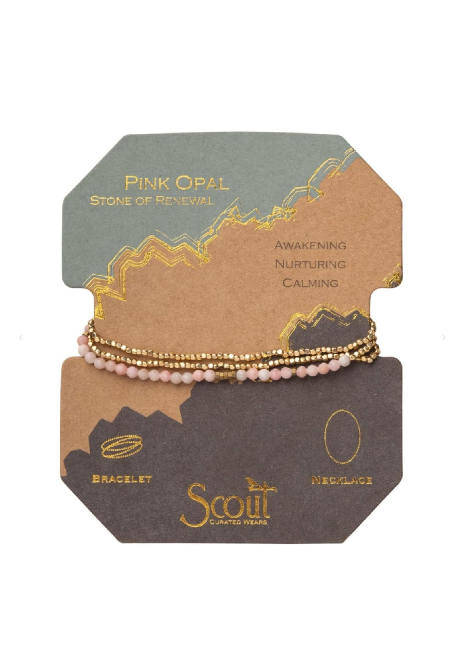 Scout Bracelet/Necklace Pink Opal Gold