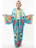 Aratta The Legend of the Crane Maxi Kimono | Teal Crane / One Size