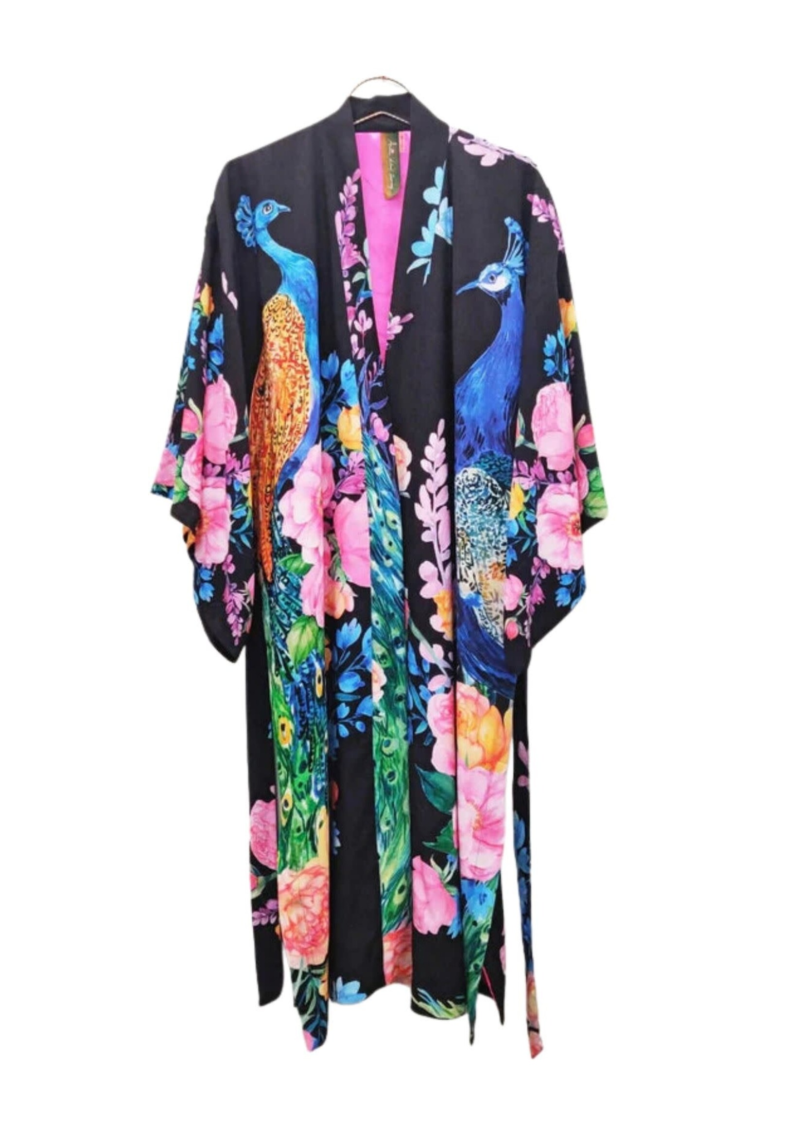 Aratta Fantasy Kimono | Black Peacock Print