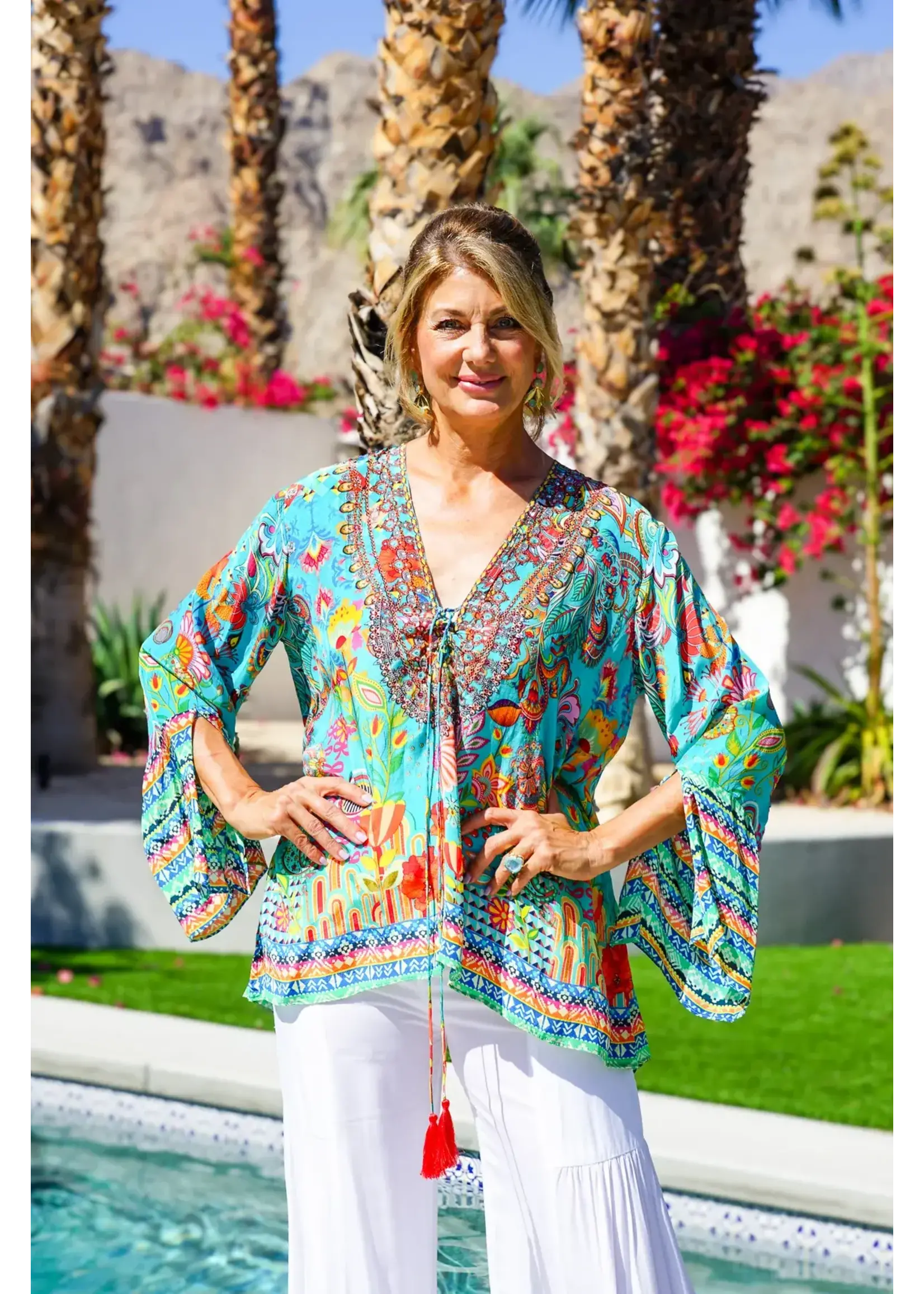 Bali Queen Bombay Jeweled Top Pink One Size