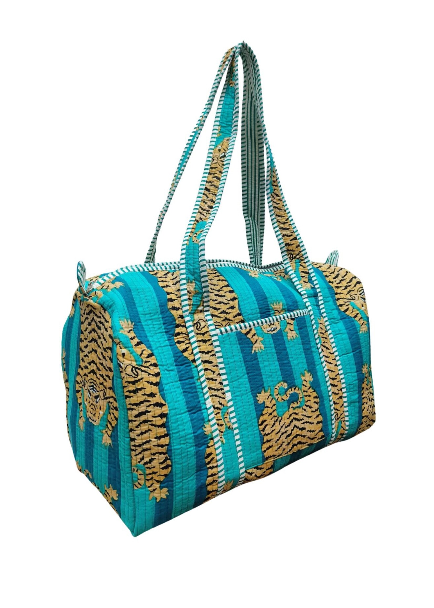 Bhawana TURQUOISE Quilted Reversible Floral Eco-Friendly Handmade Tote Bag