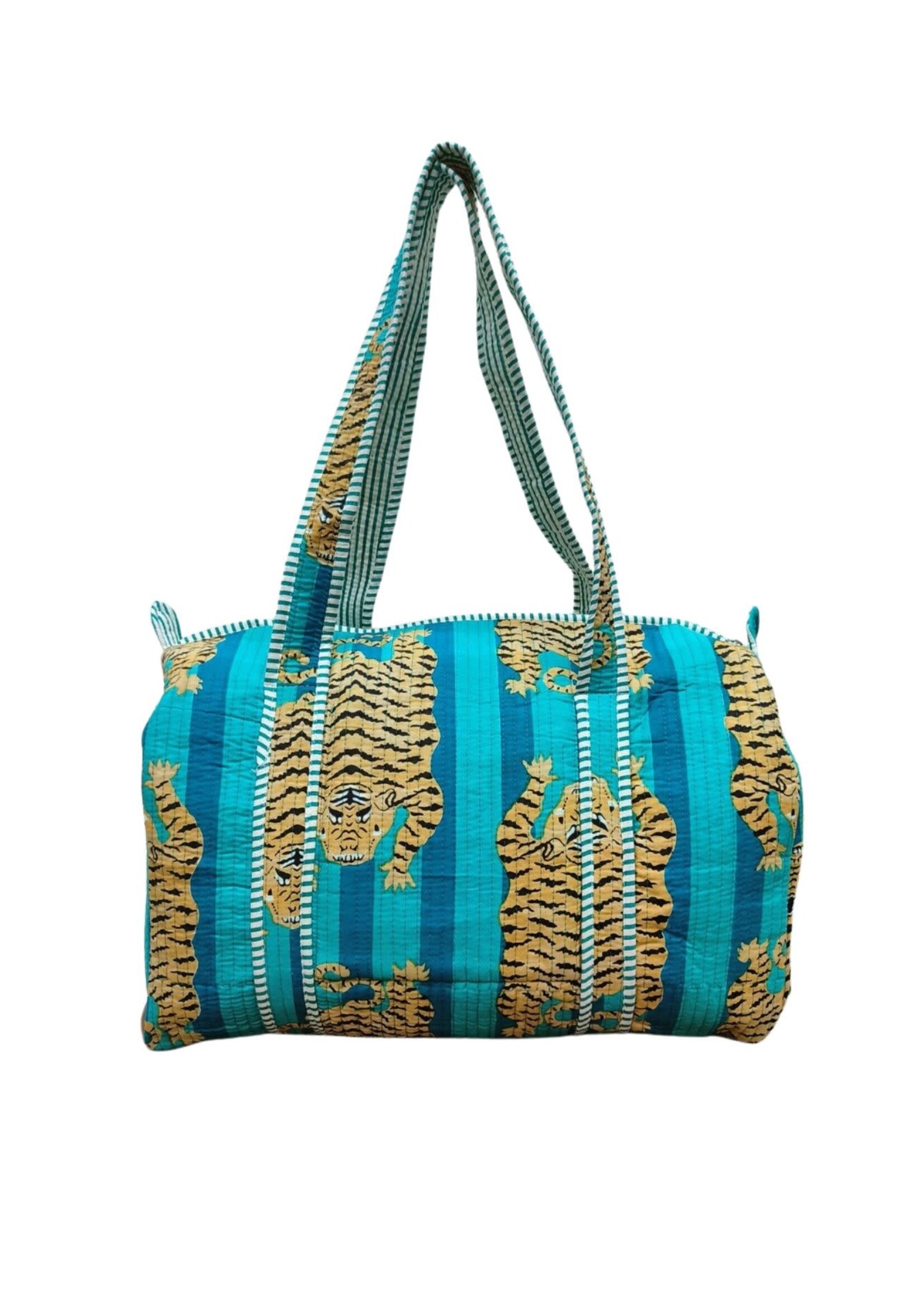 Bhawana TURQUOISE Quilted Reversible Floral Eco-Friendly Handmade Tote Bag