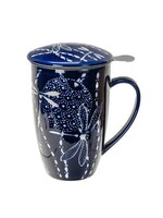 Tea Mug with Lid and Infuser Dragonfly 15oz
