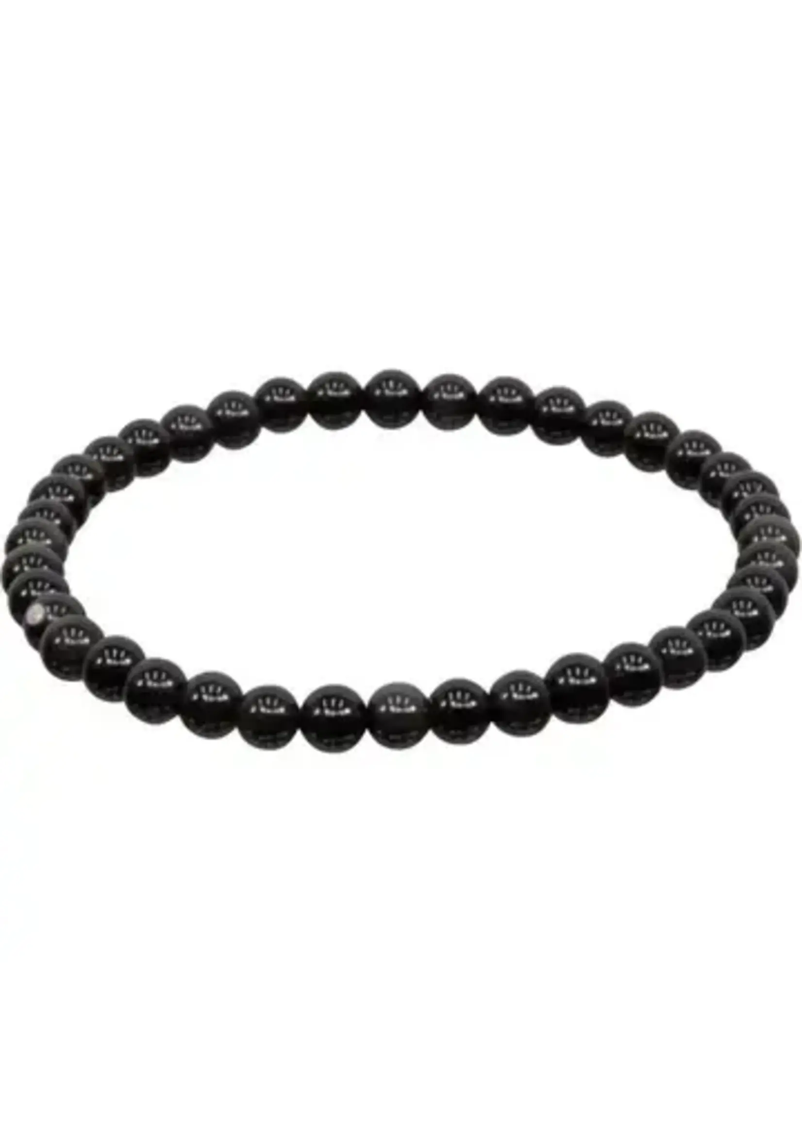 Bracelet Black Obsidian Stone of Protection Stretch 4mm