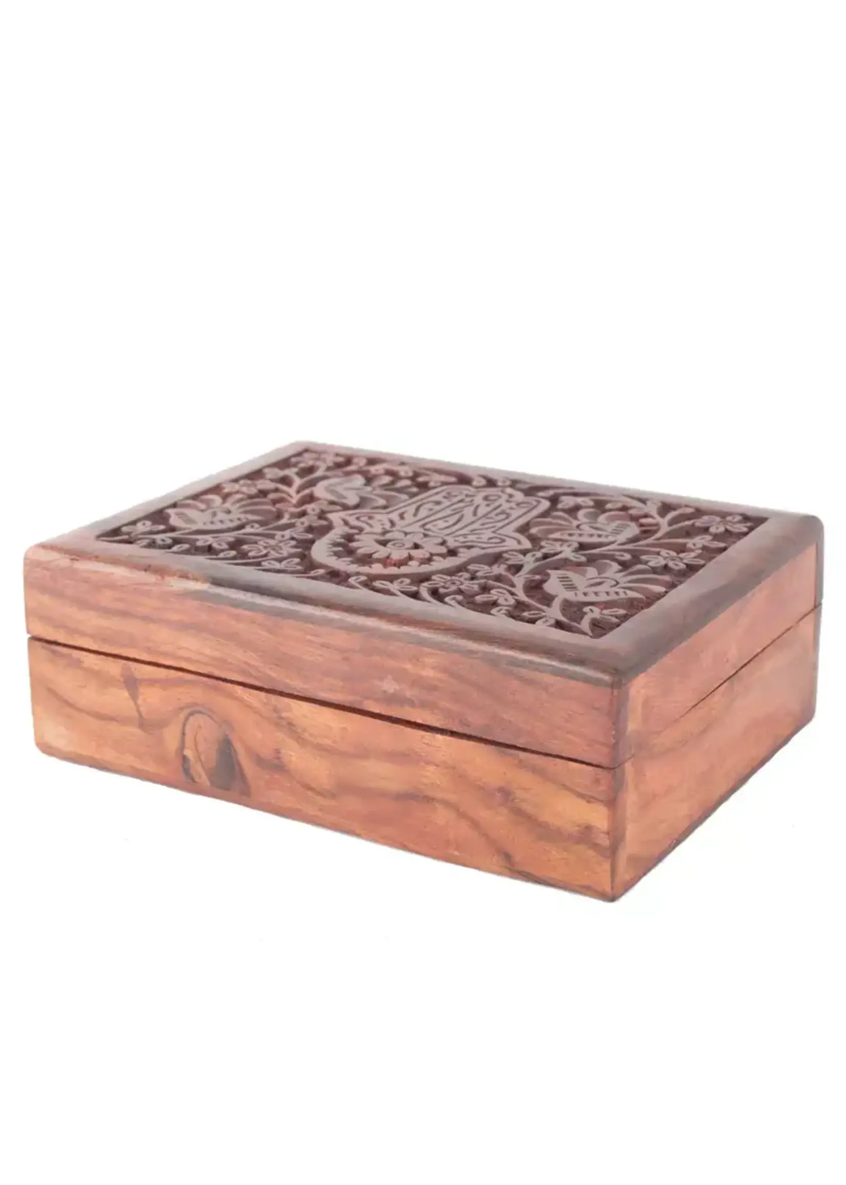Hamsa Wooden Box  7" x 5"