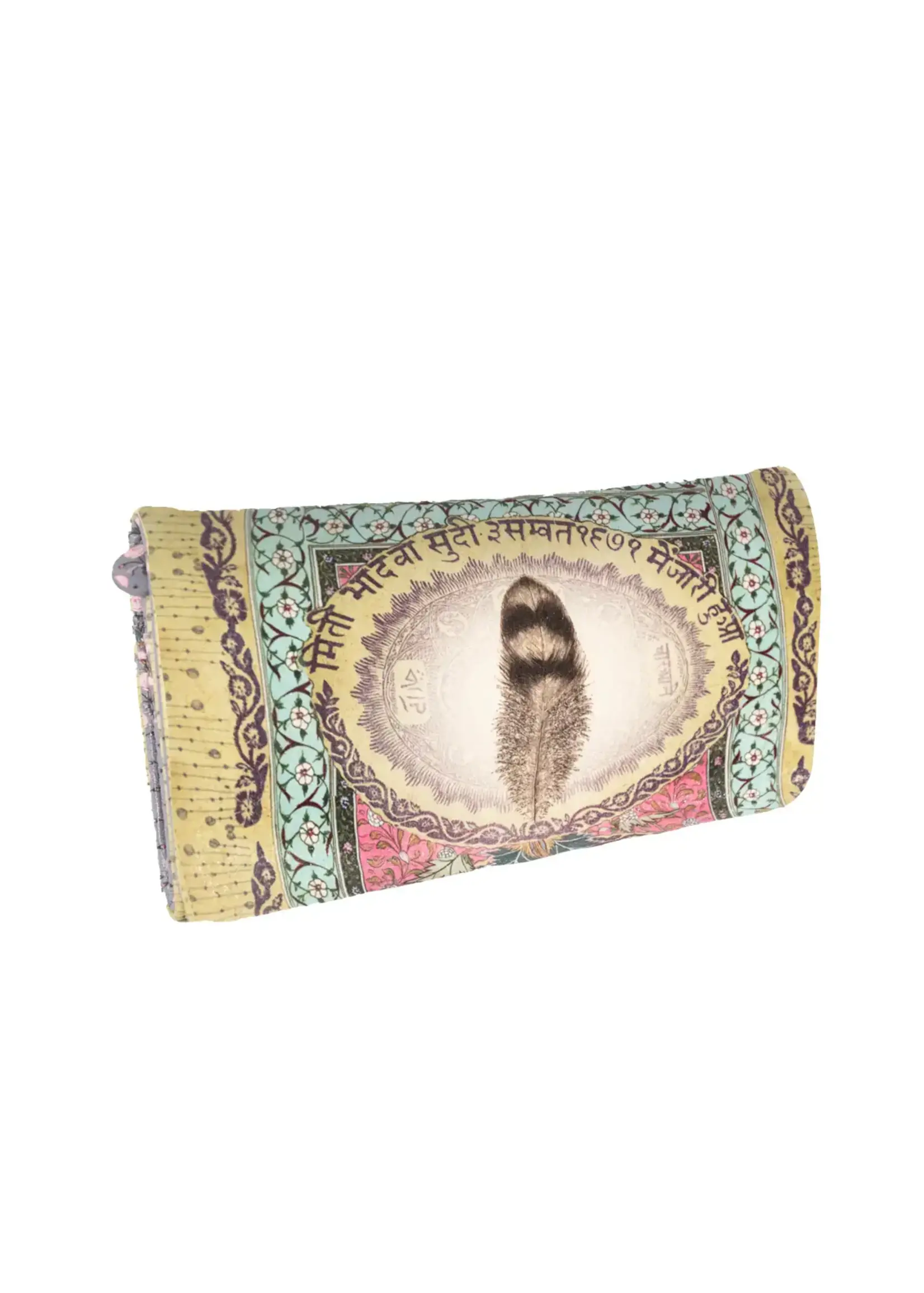 Papaya Wallet Tri Fold Love Feather 8 x 4 in.