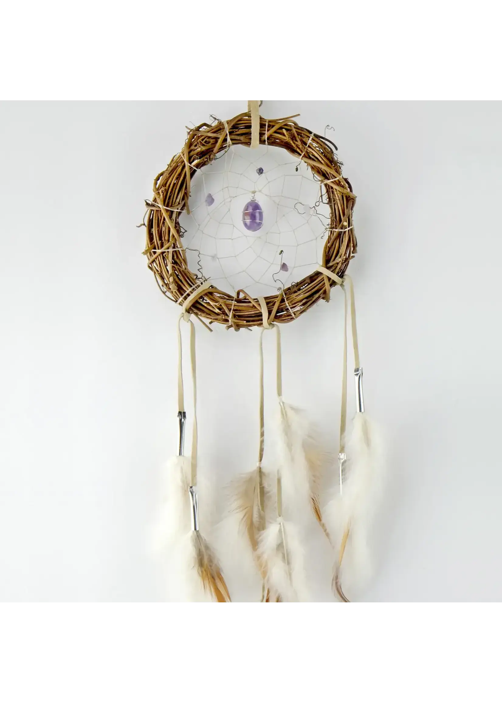 Dream Catcher Twig with Amethyst Stones 6"