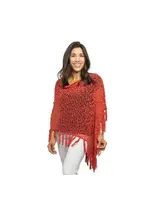 Popcorn Poncho 4 Way with Fringe Coral
