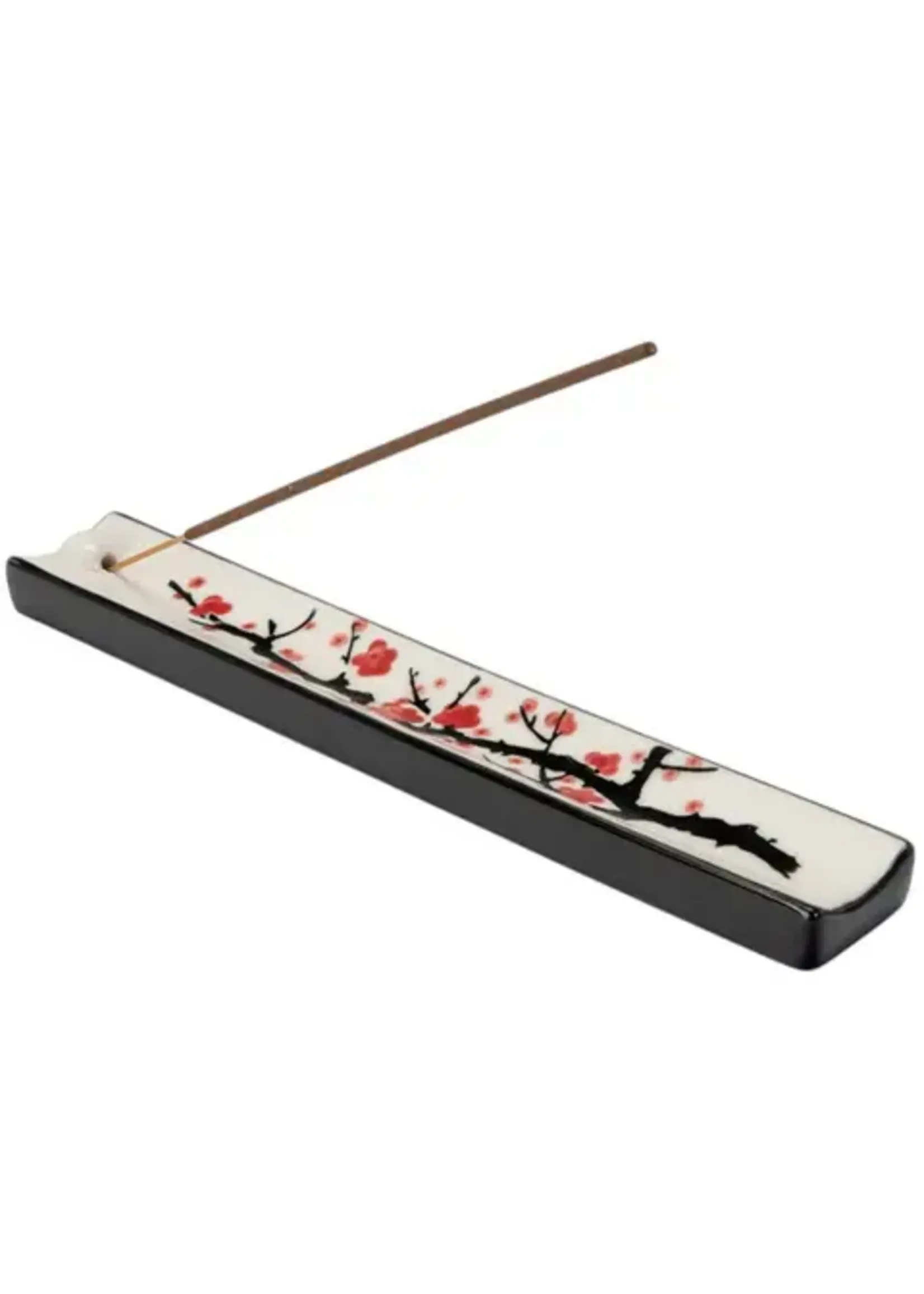 Incense Holder Handpainted Ceramic Cherry Blossom 9 inch