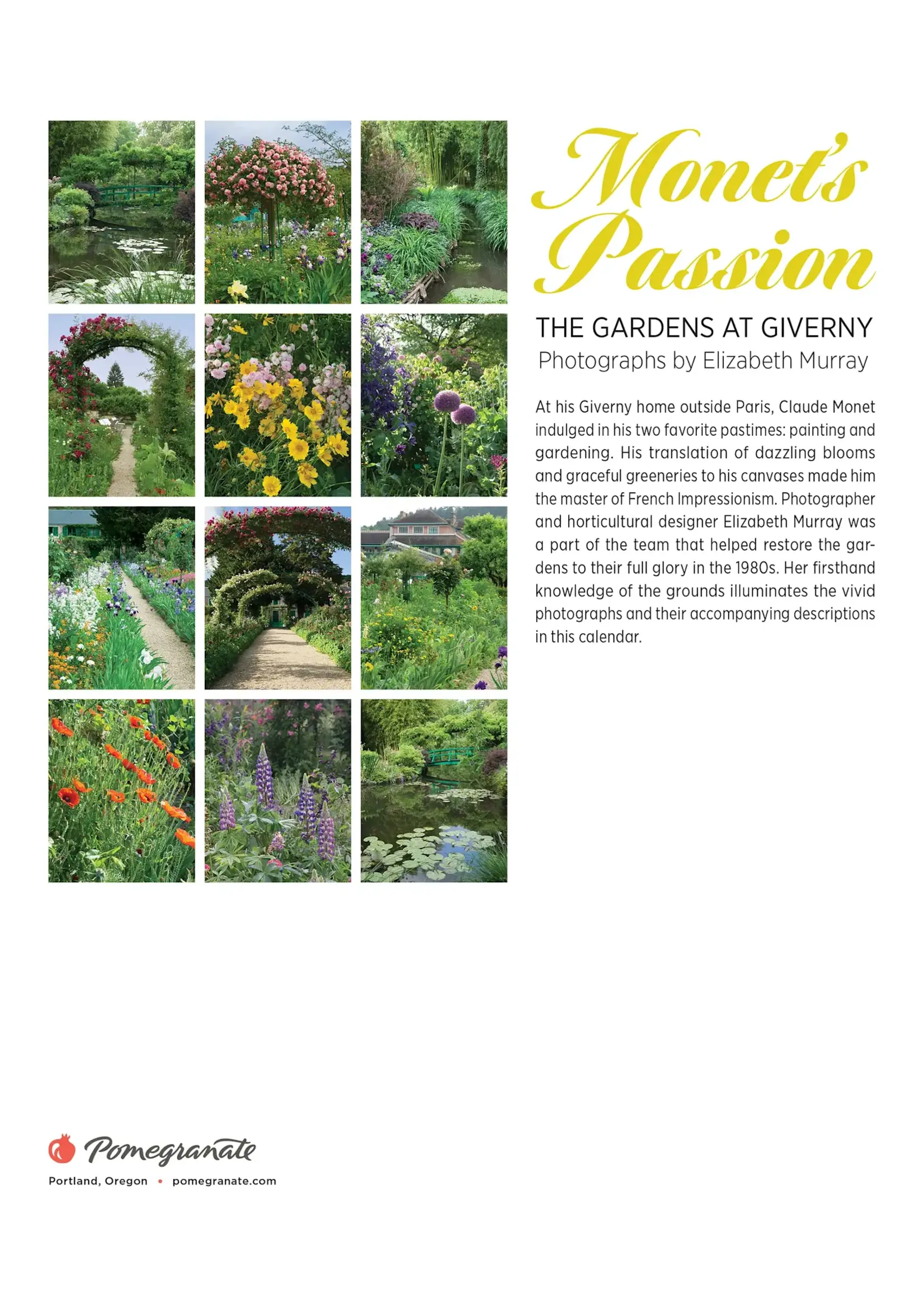 Calendar 2026 Monet Passion Gardens at Giverny
